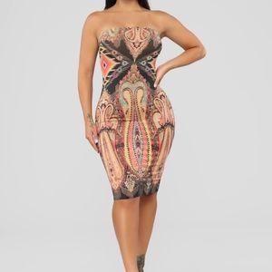 Multi Color Designed Tube Dress